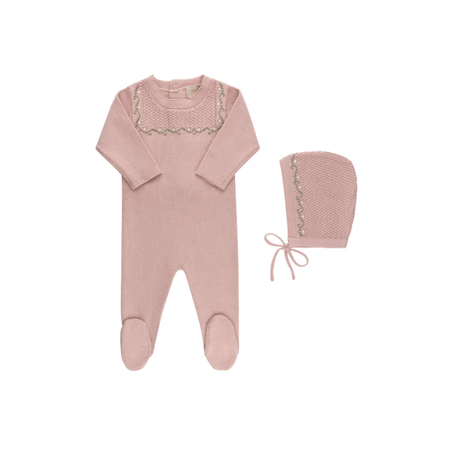 Tricot Bebe Knit Embroidered Footie