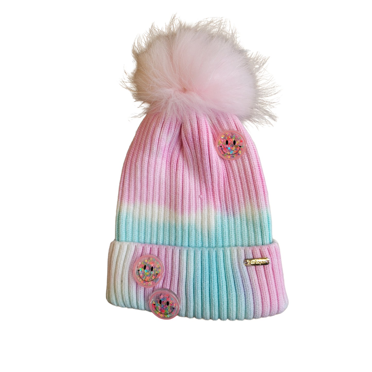 Bari Lynn Confetti Smile Hat with Fur pom