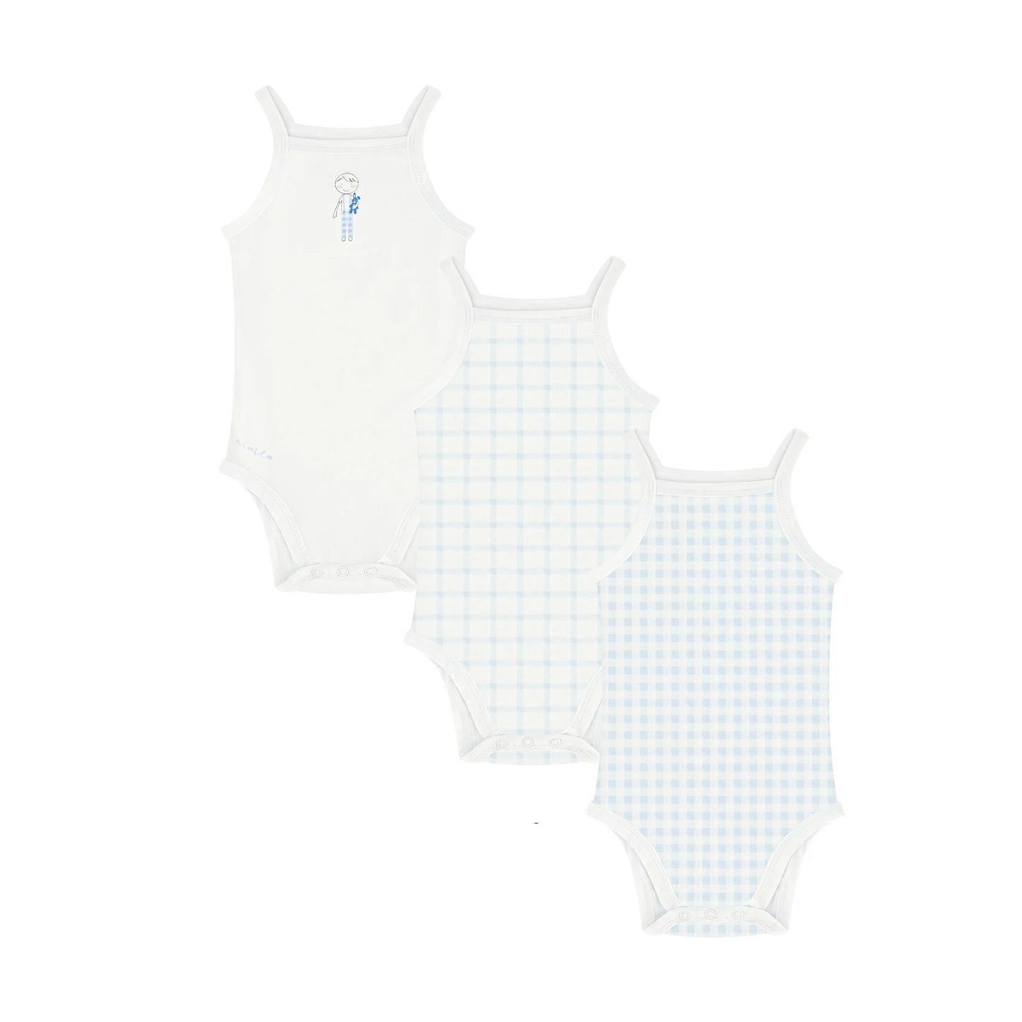 Aime Child Boys Gingham Sleeveless Undershirts