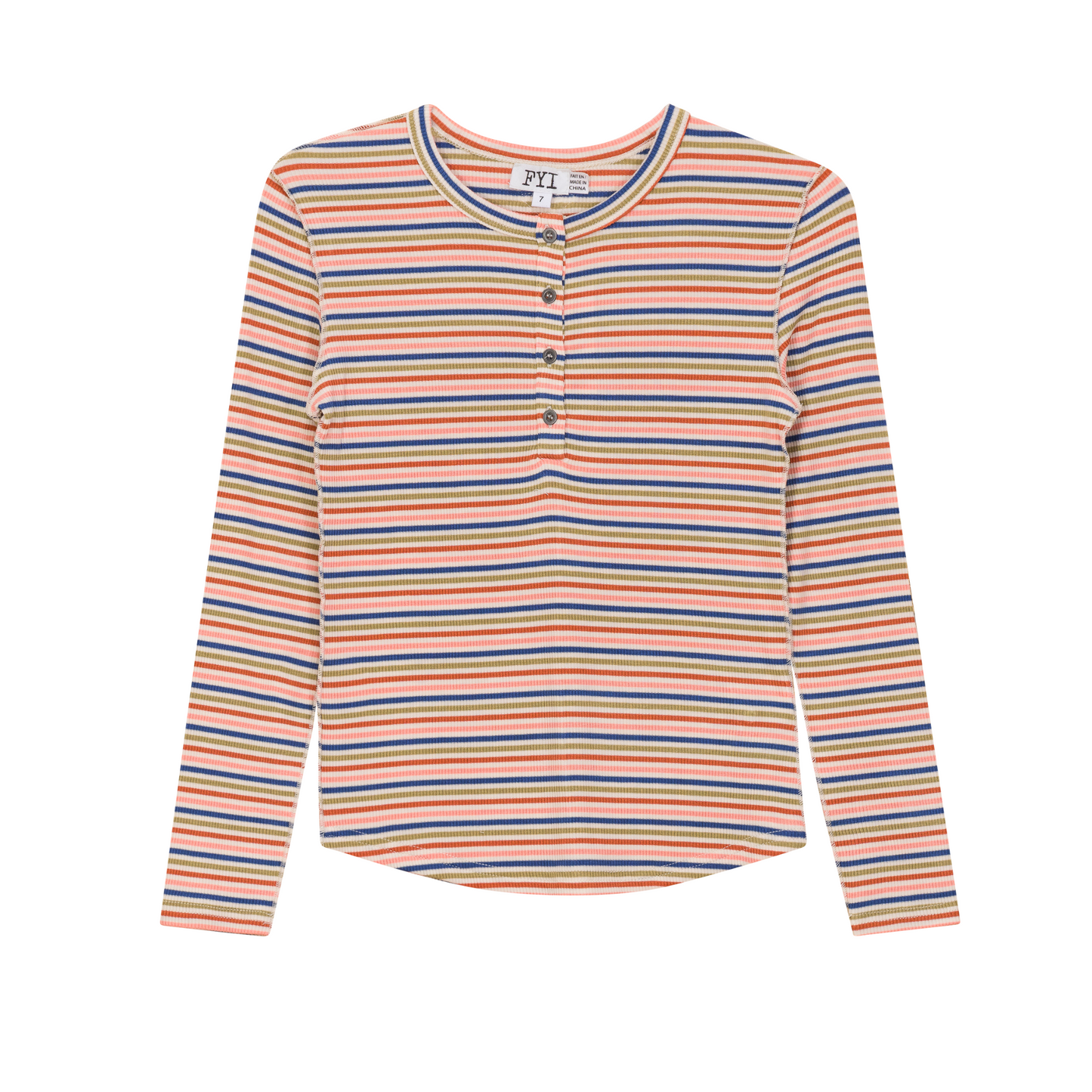 FYI Girls Small Multi Stripe Long Sleeve Top
