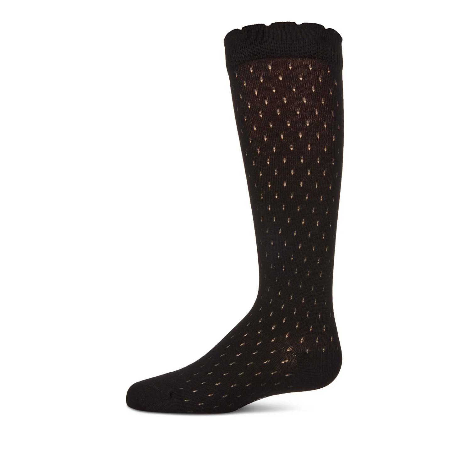 Memoi Drop Stich Scalloped Knee High