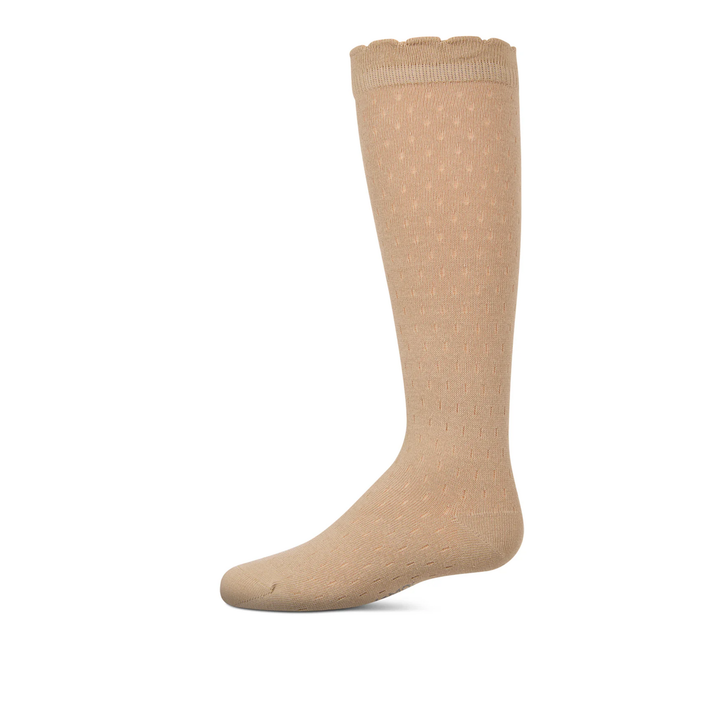 Memoi Drop Stich Scalloped Knee High