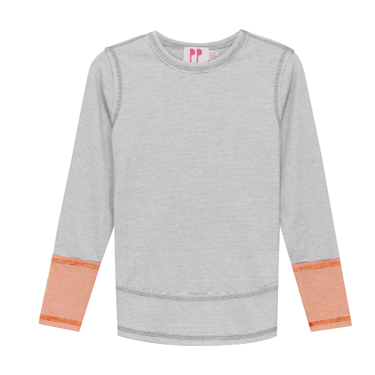Pinky Promise Mini Stripped Rib Girls T Shirt With Rounded Hem