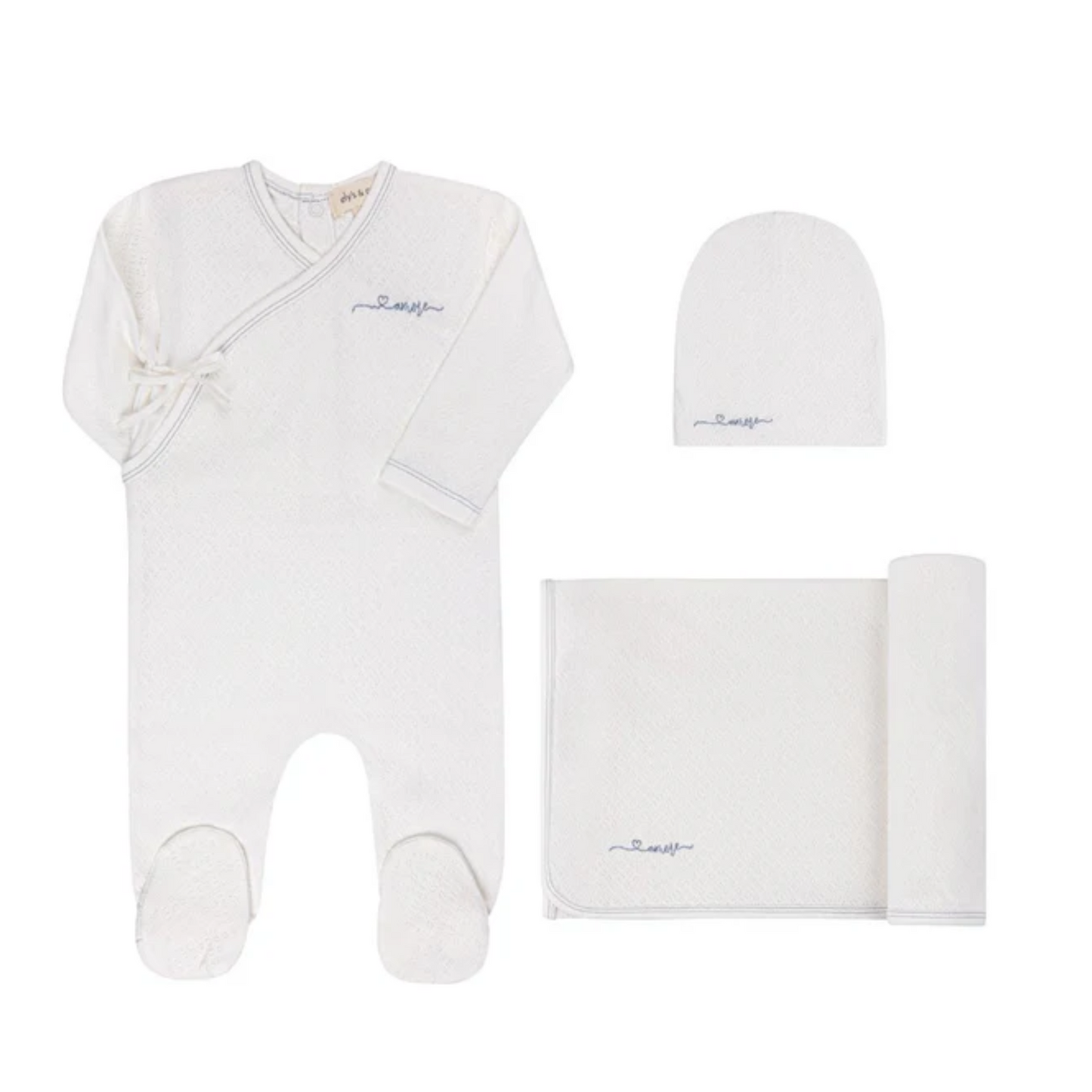 Ely`s & Co Organic Amore Pointelle Boy Footie Collection 3Pc Set