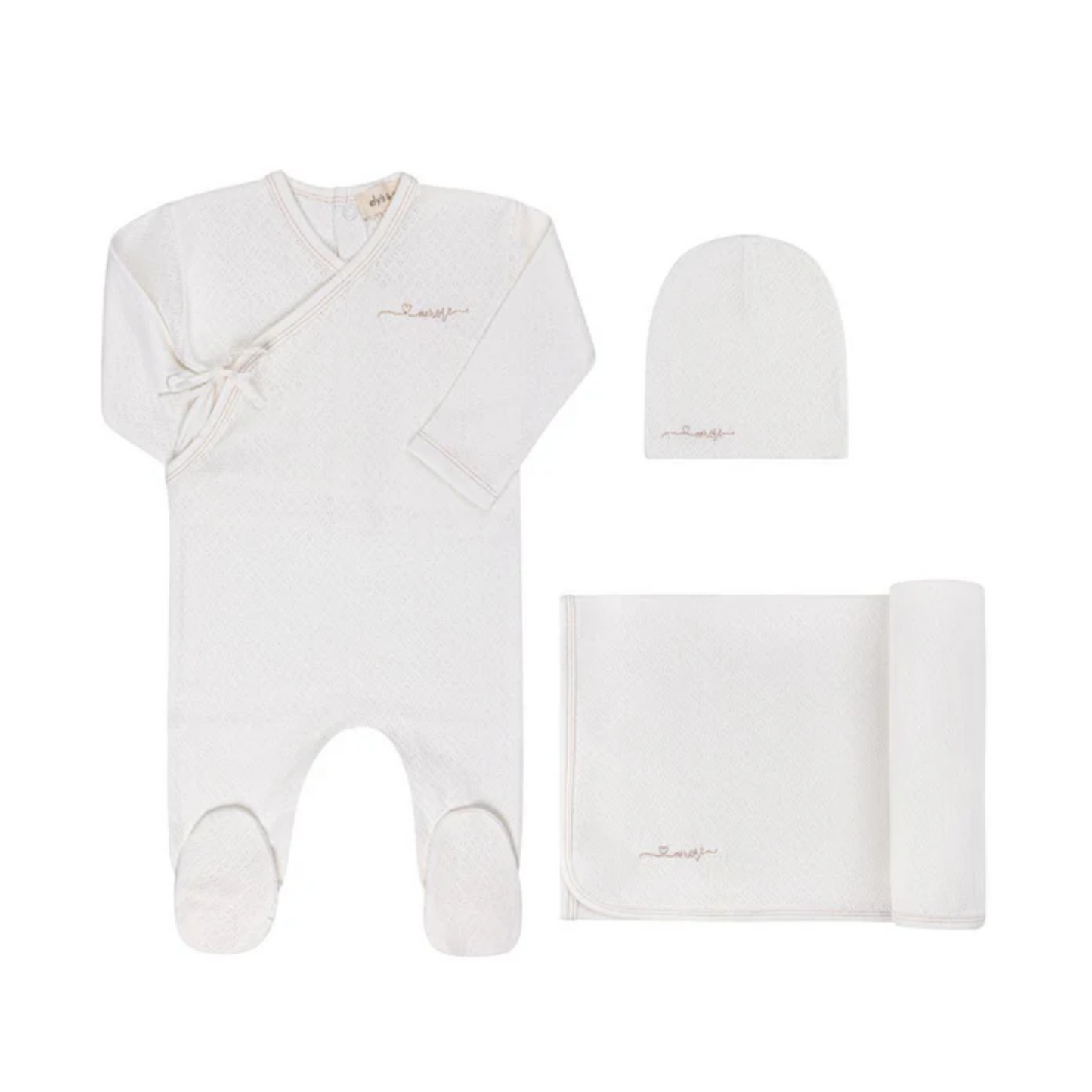 Ely`s & Co Organic Amore Pointelle Girl Footie Collection 3Pc Set