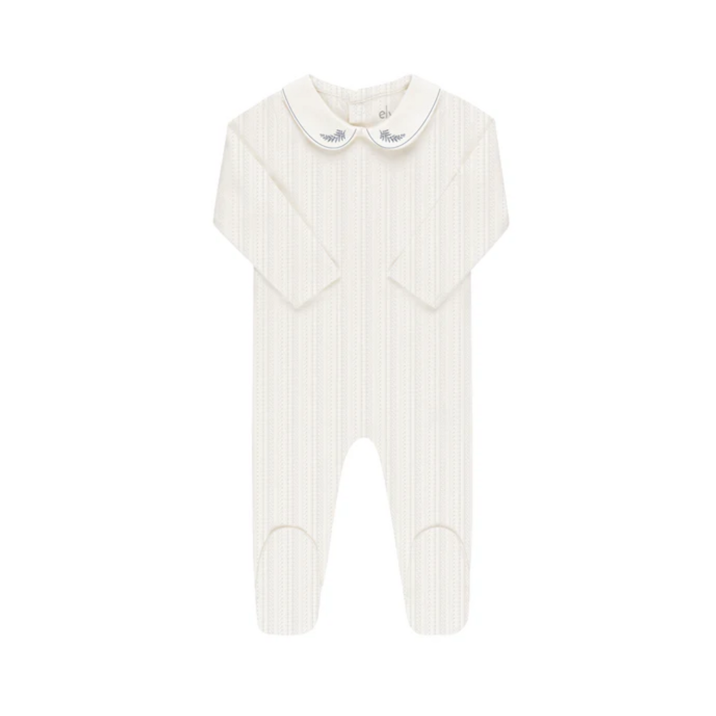 Ely`s & Co Organic Embroidered Collar Boy Leaf Footie