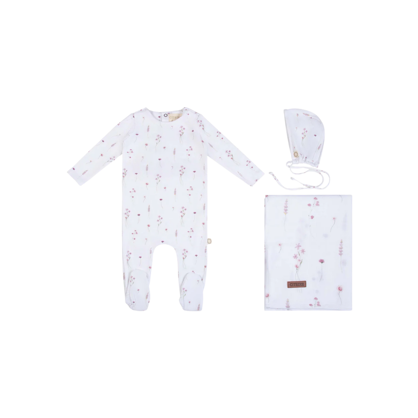 Citrine Dainty Wildflower Footie Set