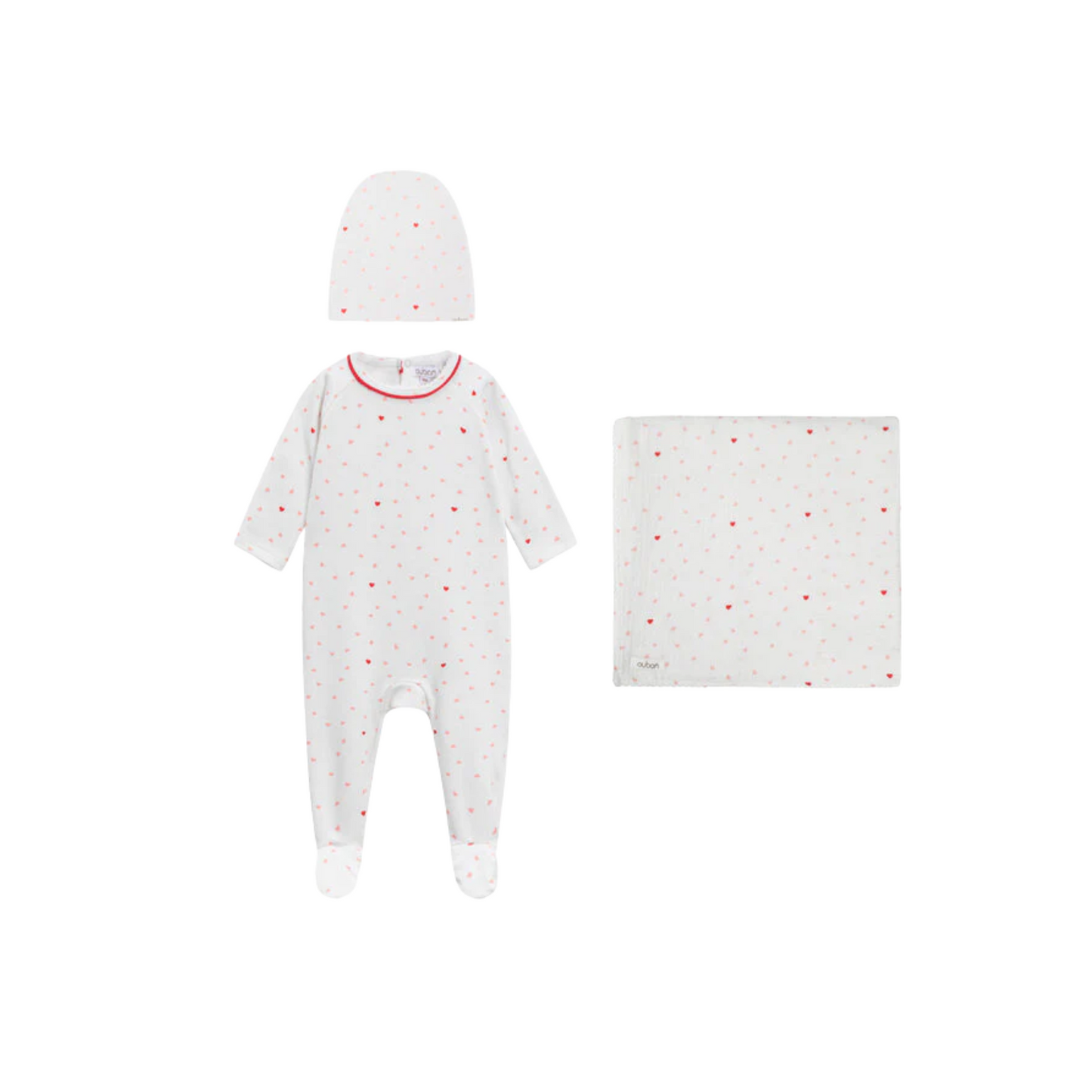 Oubon Heart Print Footie Set