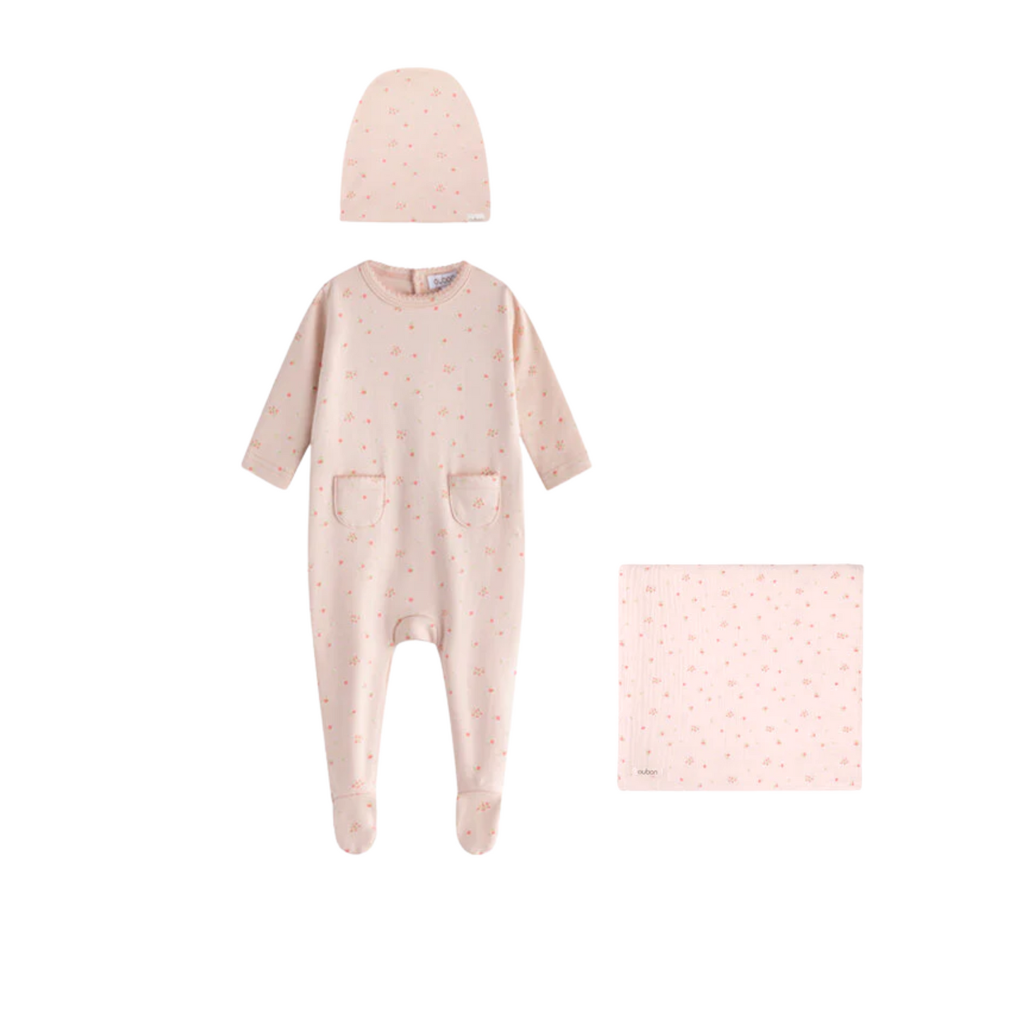 Oubon Tulip Print Ground Footie Set