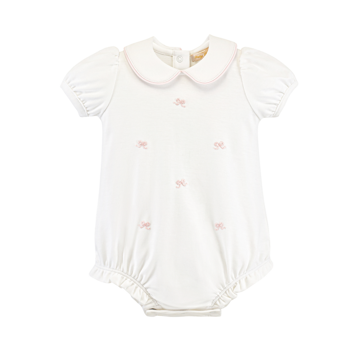 Baby Club Chic Hand Embroidered Girl Bubble with Round Collar