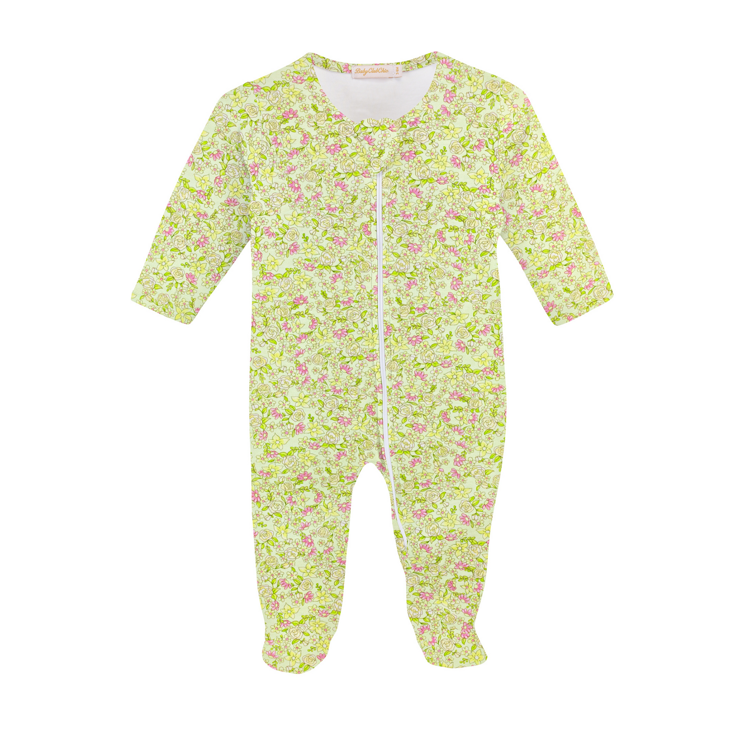Baby Club Chic Summer Meadow Printed Girl Zipped Footie