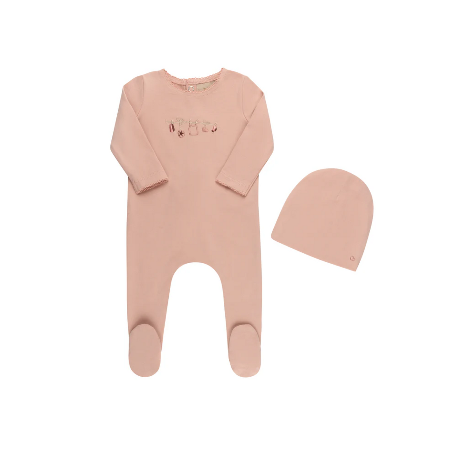 Tricot Bebe Embroidered Clothesline Girl Footie