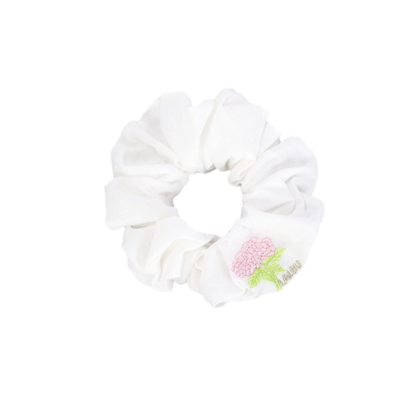Lalou Linen Embroidered Flower Scrunchie