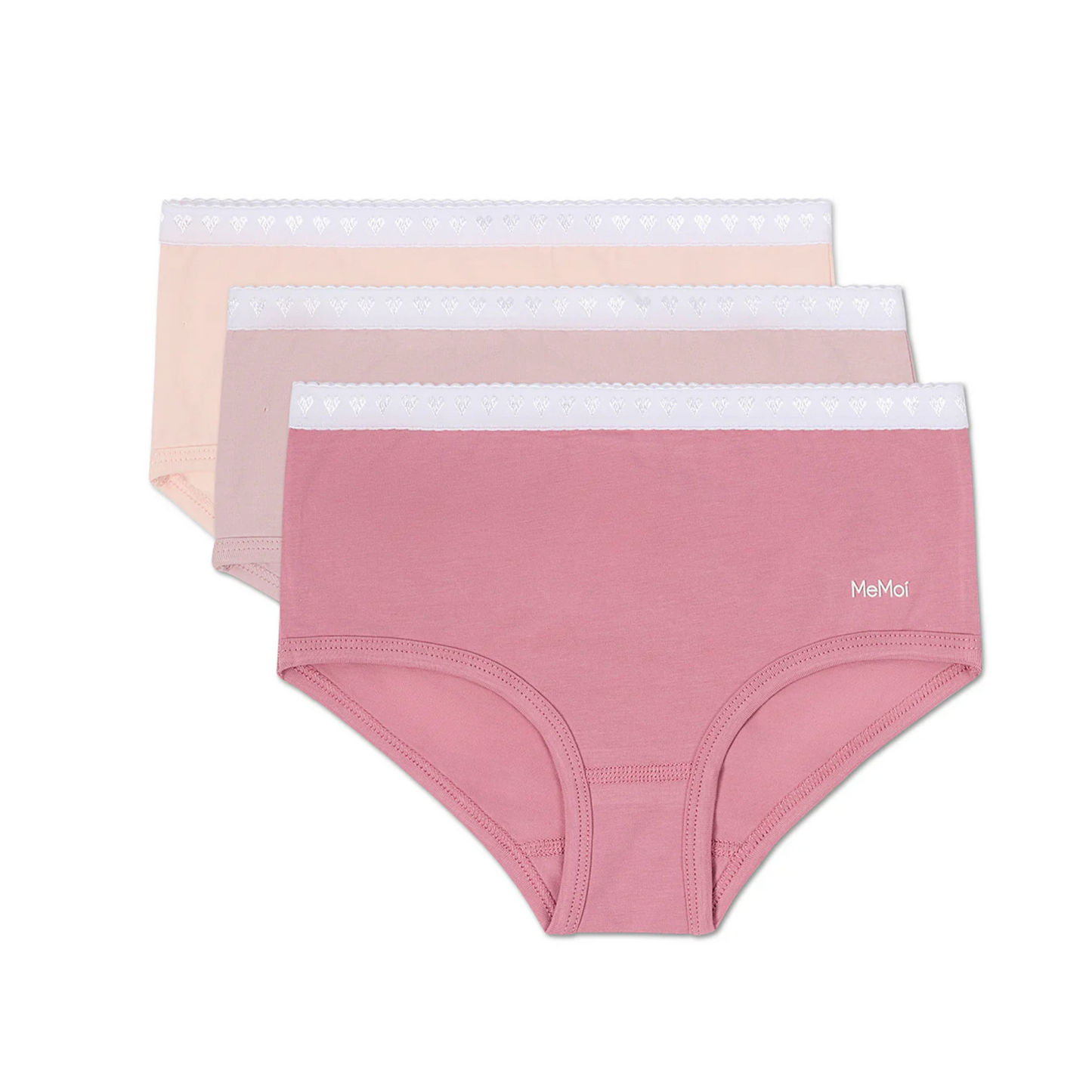 Memoi Girls 3 Pair Pack Solid Chromatic Rose Briefs