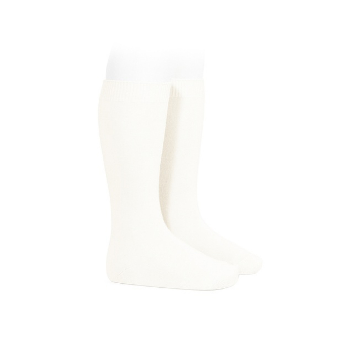 Condor 202 Ivory Flat Cotton Knee Socks