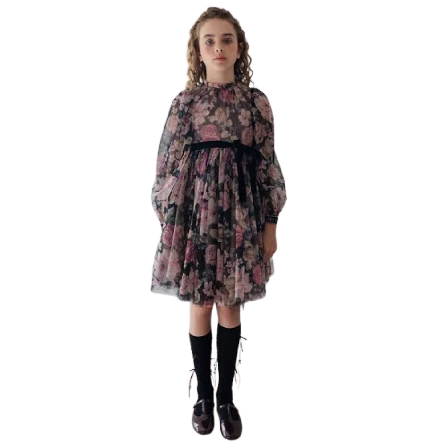 Petite Amalie Gold Label Romantic Floral Printed Tulle Dress