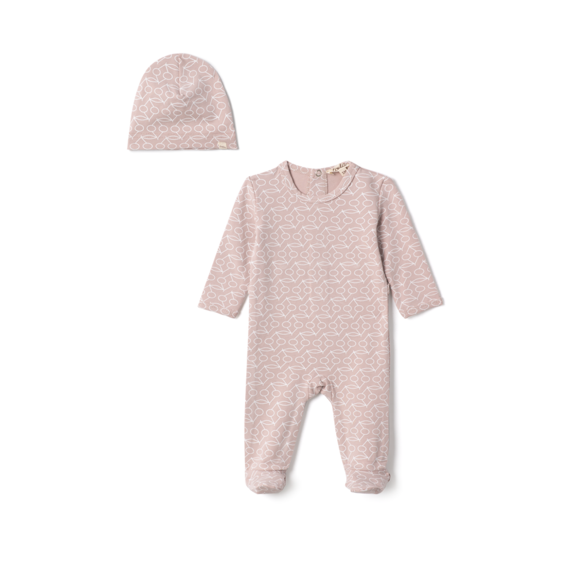 Lola Velour Romper Set With Cherry Print