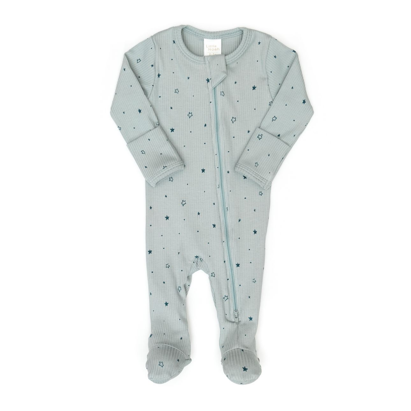 Little Noah Boy Doble Way Zip Footie With Little Stars