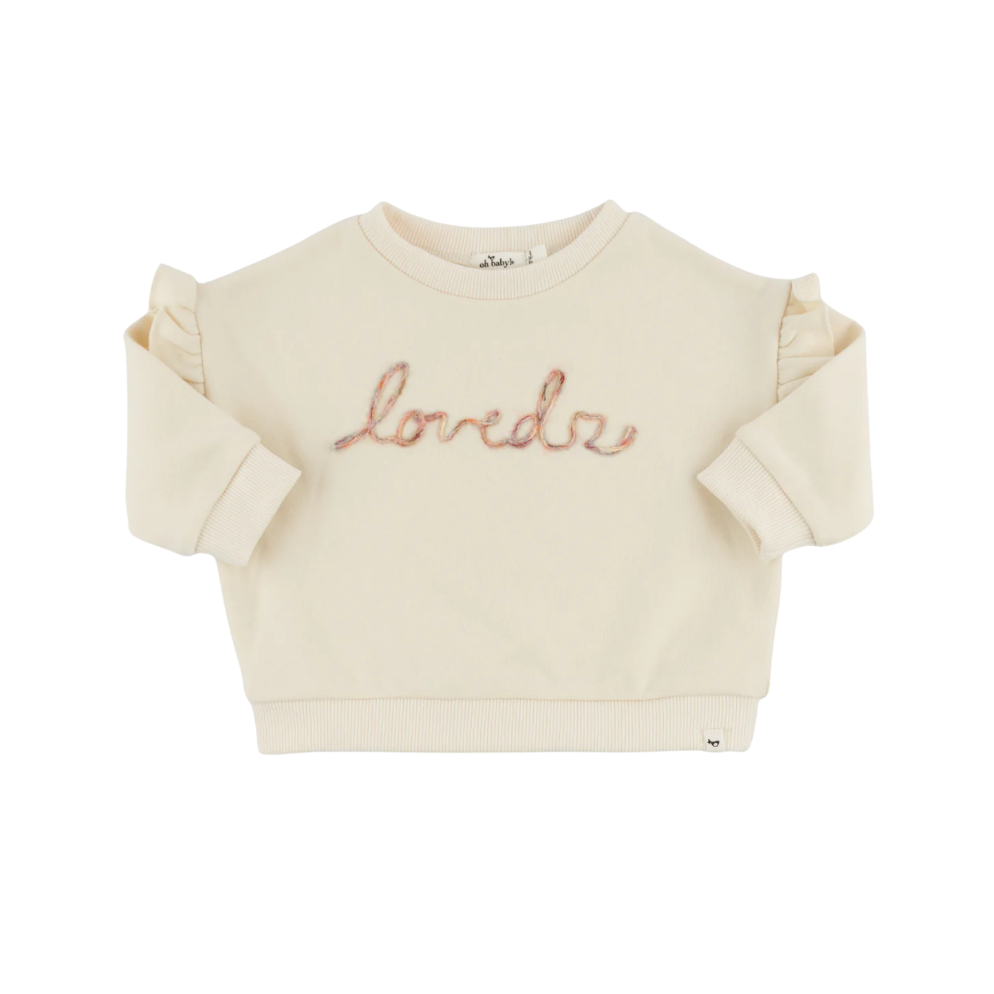 Oh Baby! Loved With Heart Embroidered Ruffle Sweatshirt