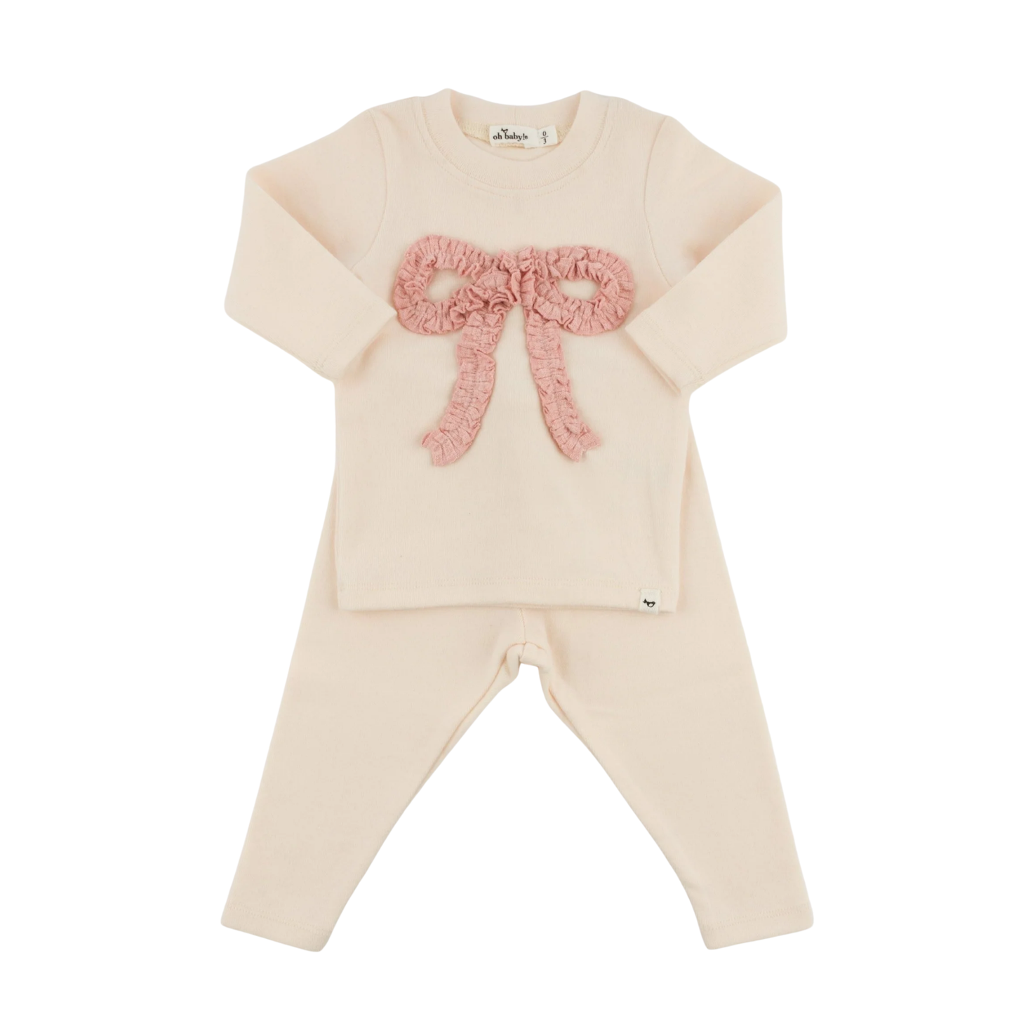 Oh Baby! Pink Rib Ruffle Bow Baby Rib Set