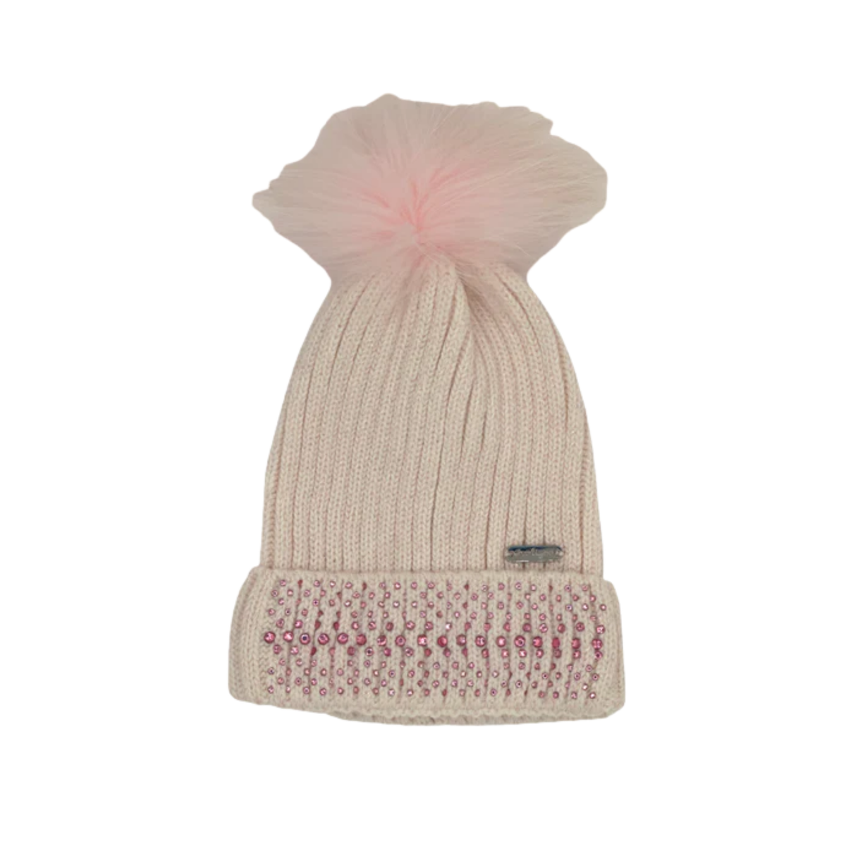 Bari Lynn Soft Pink Crystal Cuff Toddler With Fur Hat