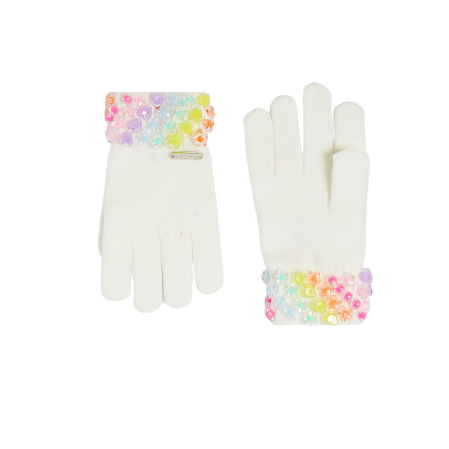 Bari Lynn White Charm Cuff Winter Gloves