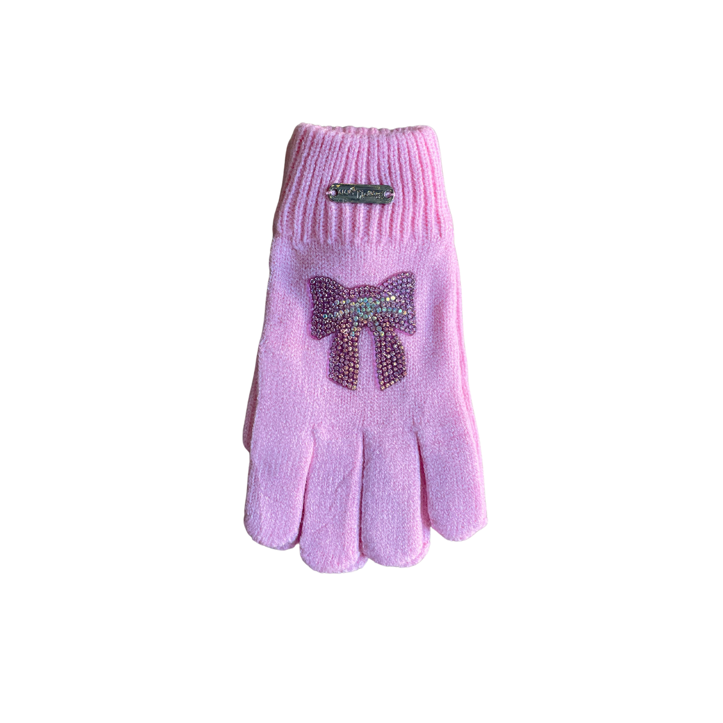 Bari Lynn Crystal Bow Winter Gloves