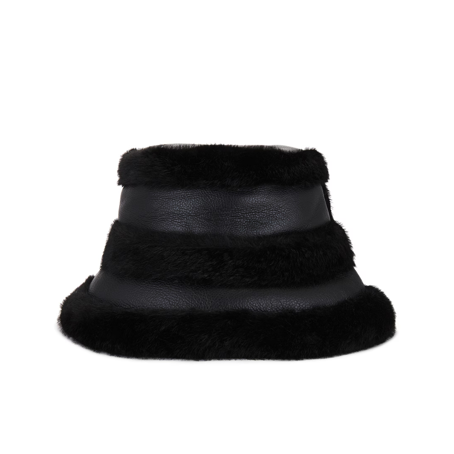 Jocelyn Faux Mink & Leather Bucket Hat