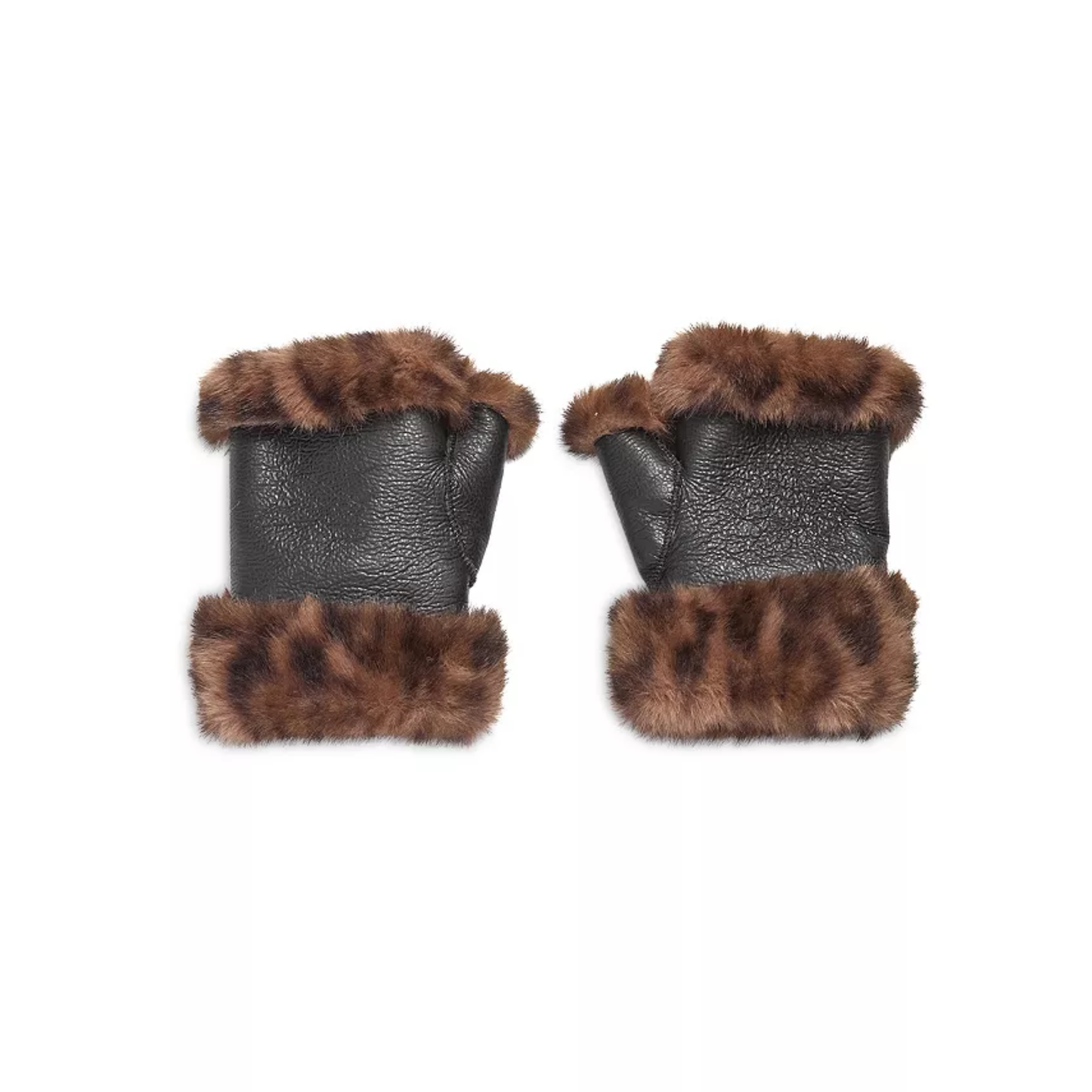 Jocelyn Animal Printed Faux Fur Fingerless Mittens