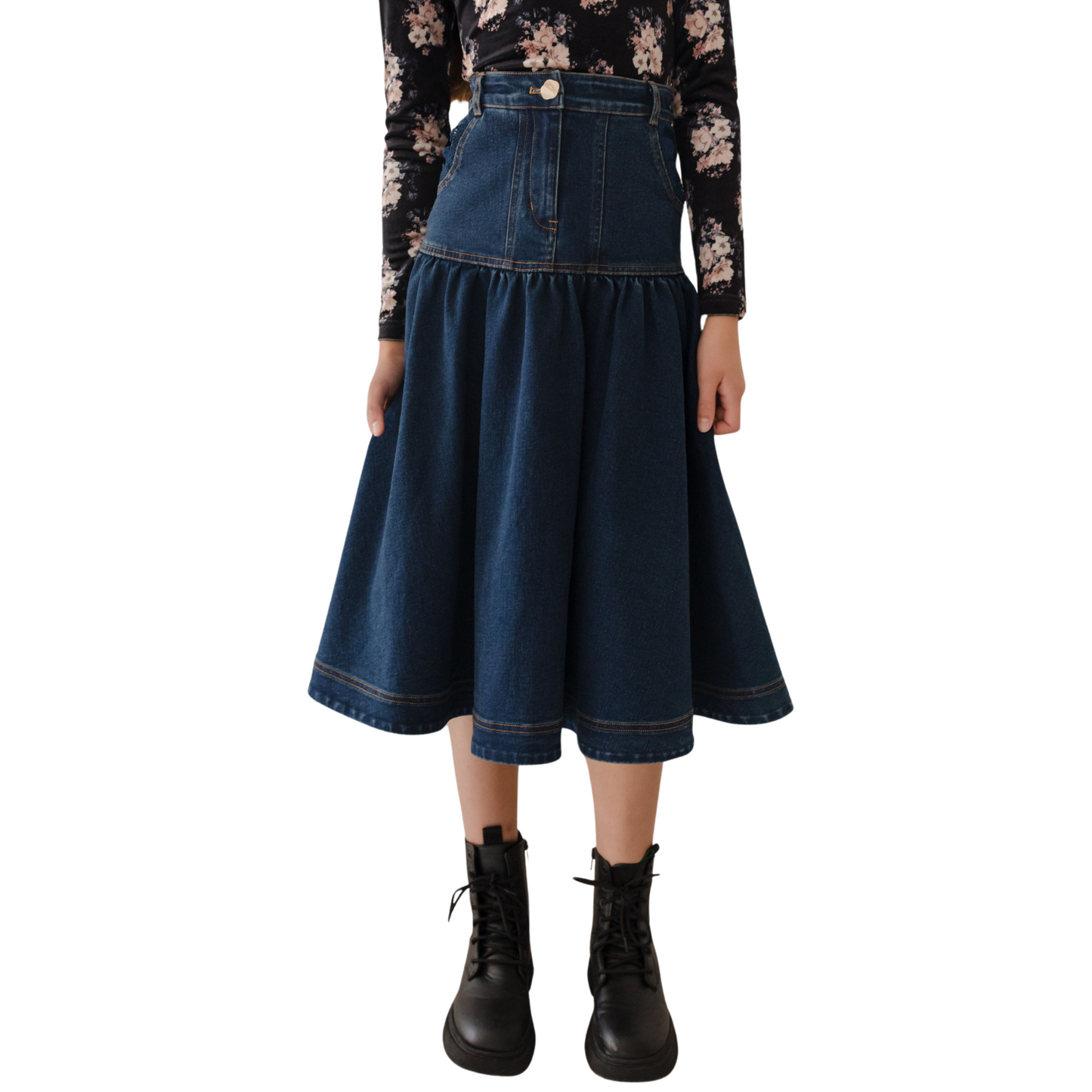 Petite Amalie Long Denim Skirt