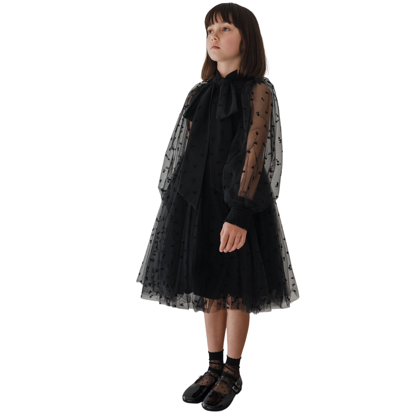 Petite Amalie Flocked Bow Dress