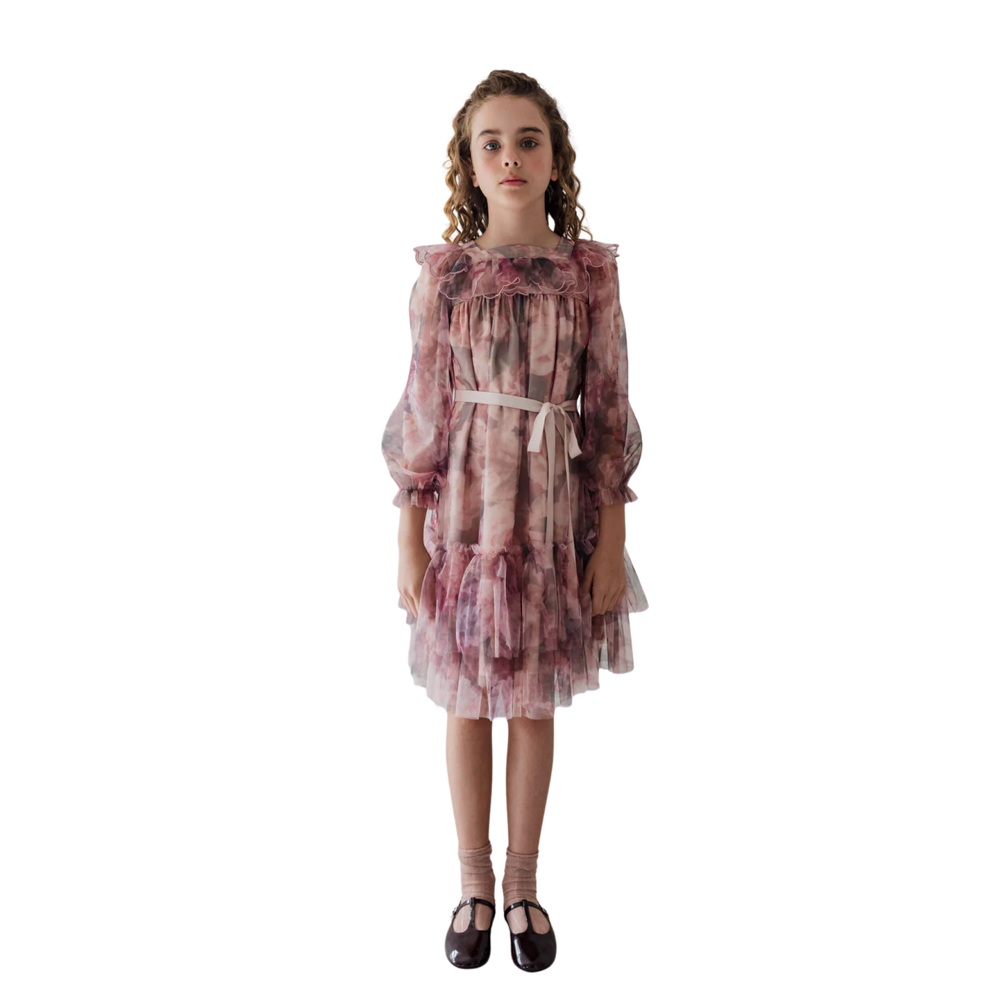 Petite Amalie Photo Rose Printed Tulle Dress