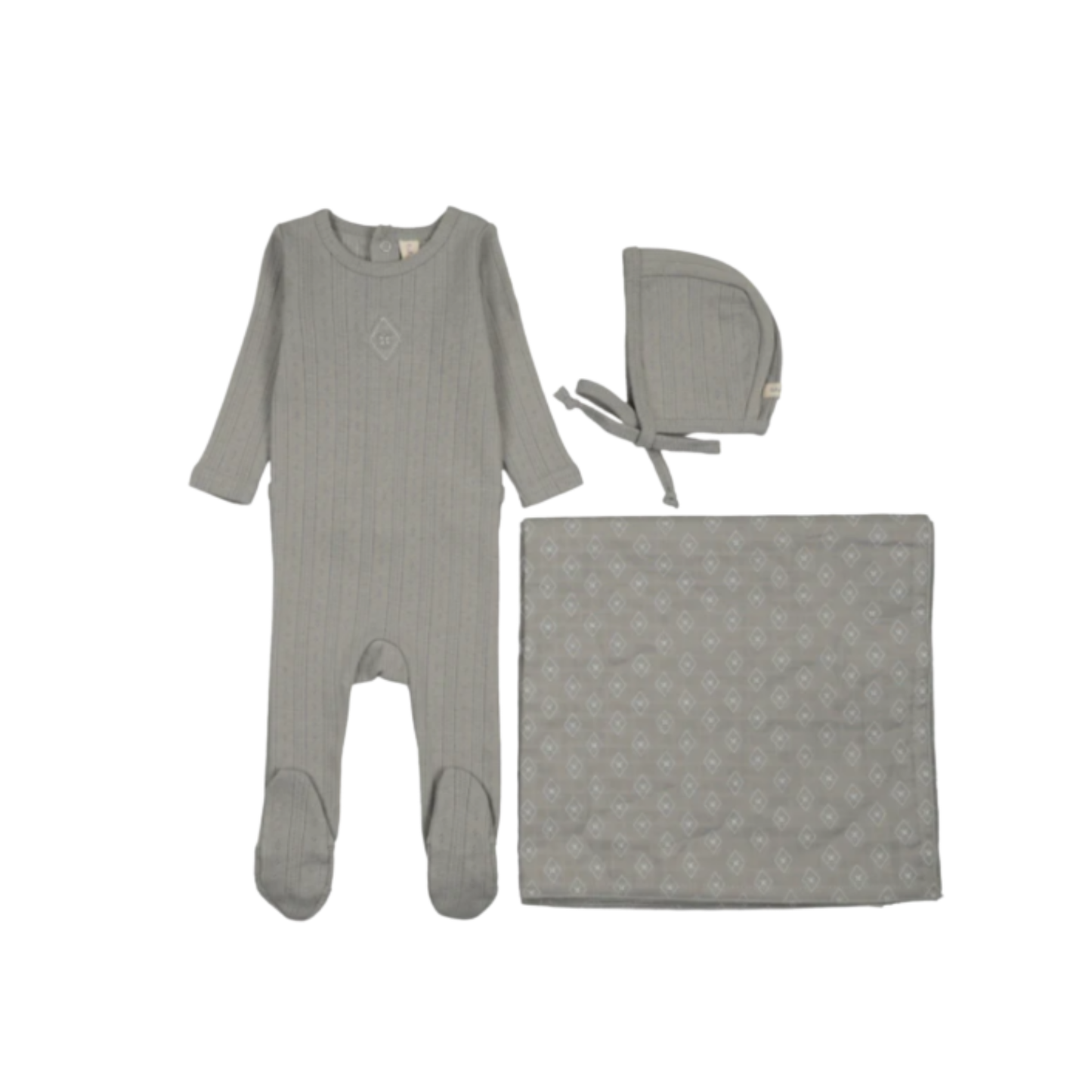 Lilette Light Blue Geo Floral Embroidered Layette Set