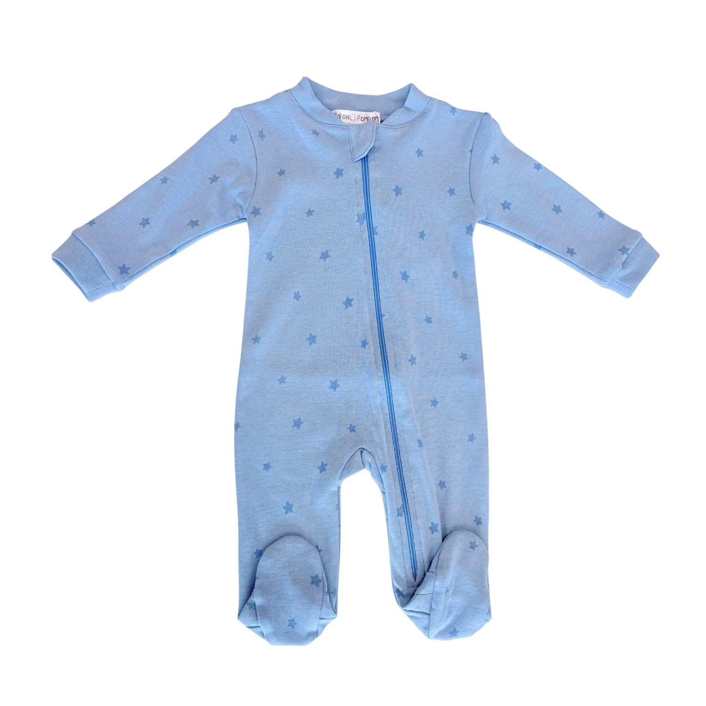 Coton Pompom Forever Blue Painted Stars Footie
