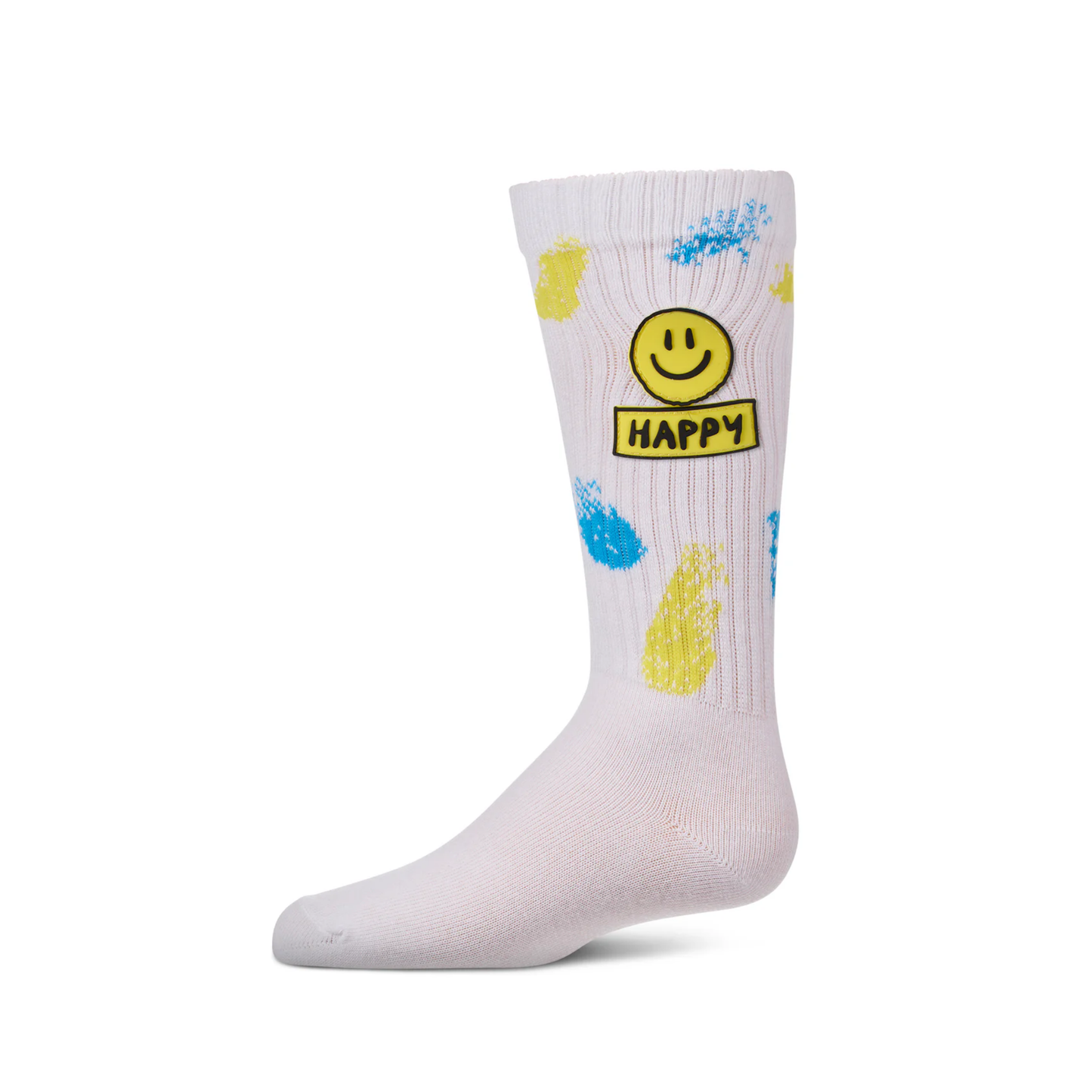 Memoi Neon Yellow Happy Paint Knee High