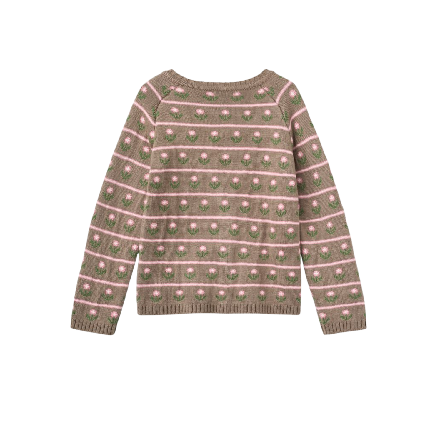 Copenhagen Colors Walnut Flower Flower Pattern Long Sleeve Cardigan
