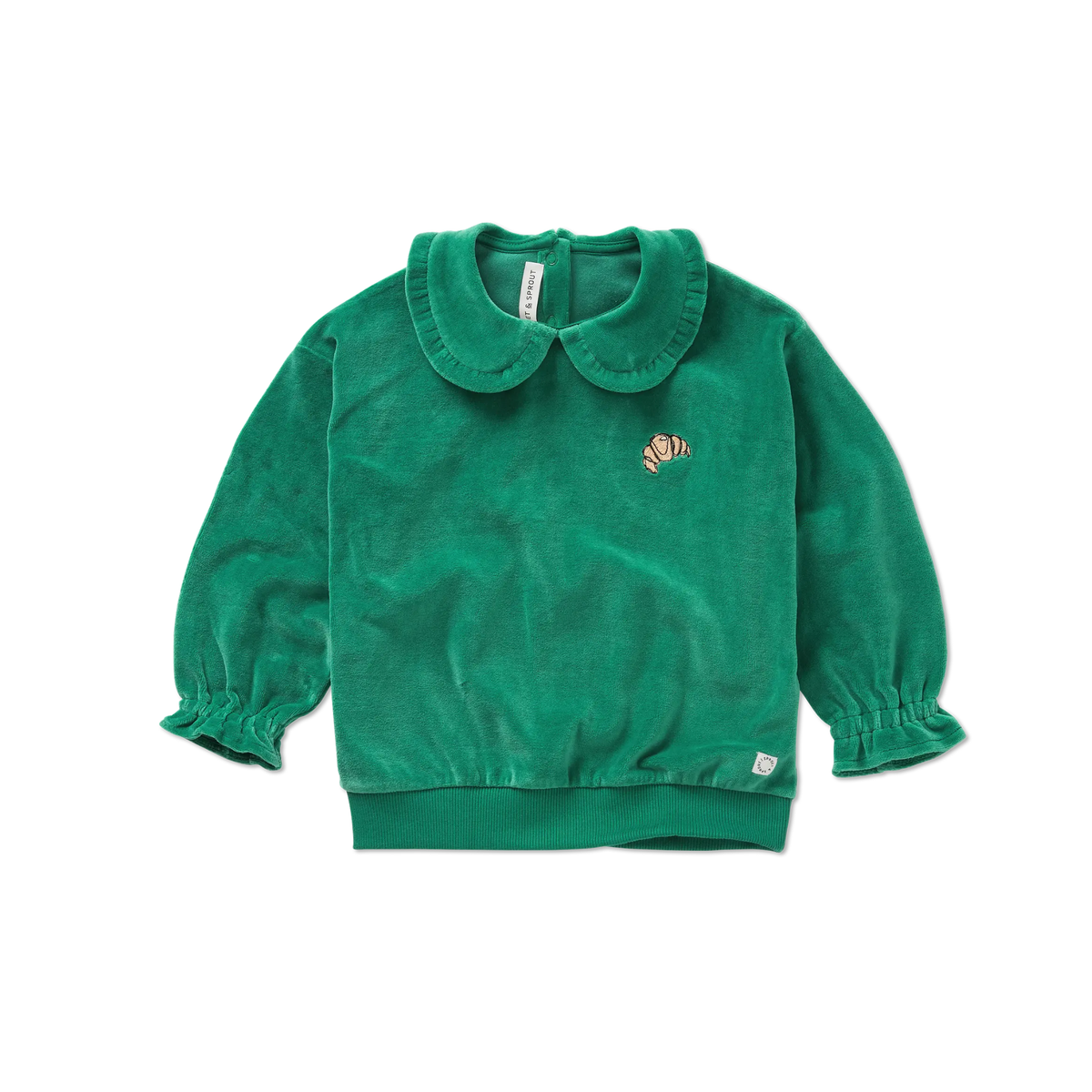 Sproet & Sprout Deep Green Ruffle Collar Long Sleeve Sweatshirt