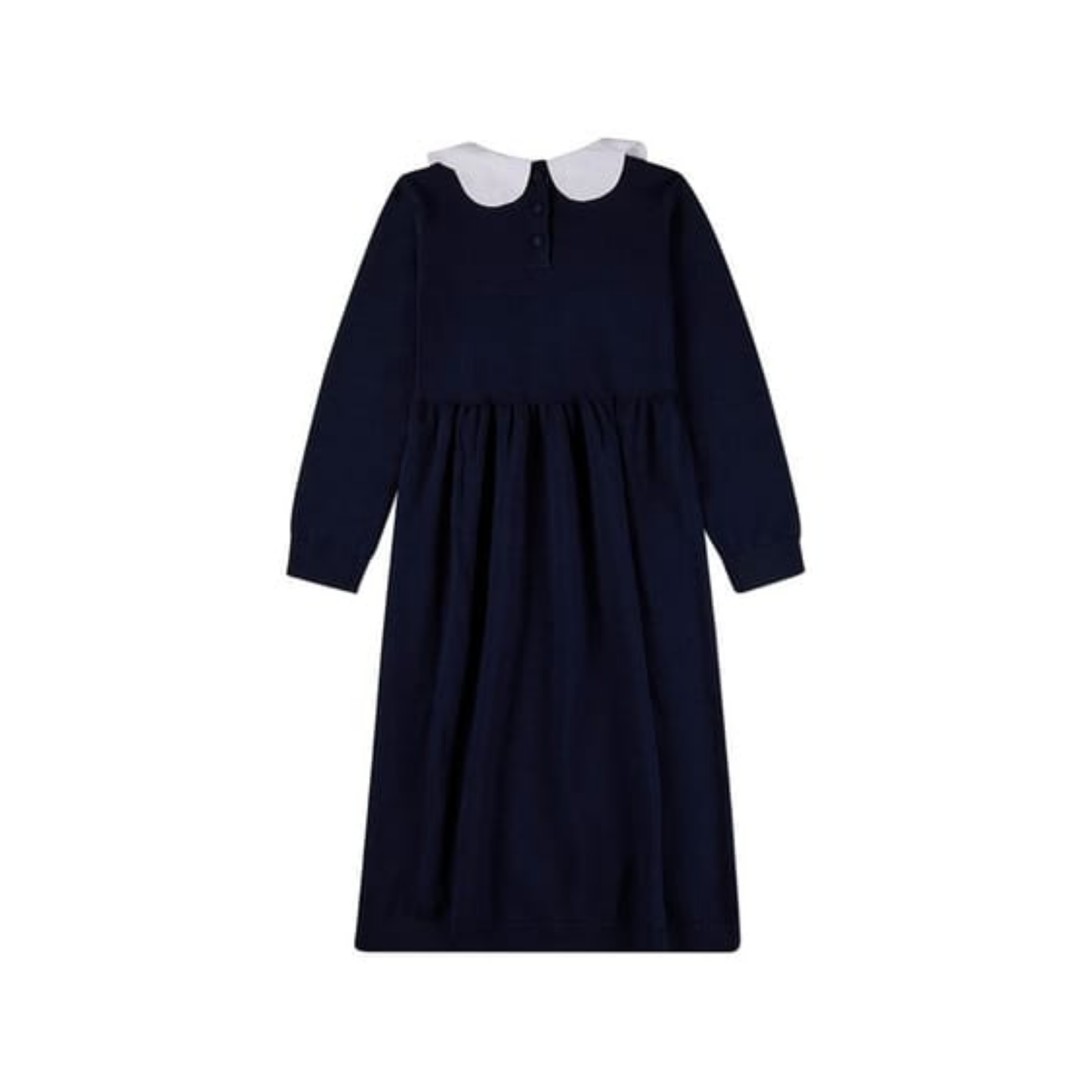 MiniMoi Navy-White Bow Accent Collar Pop Long Dress