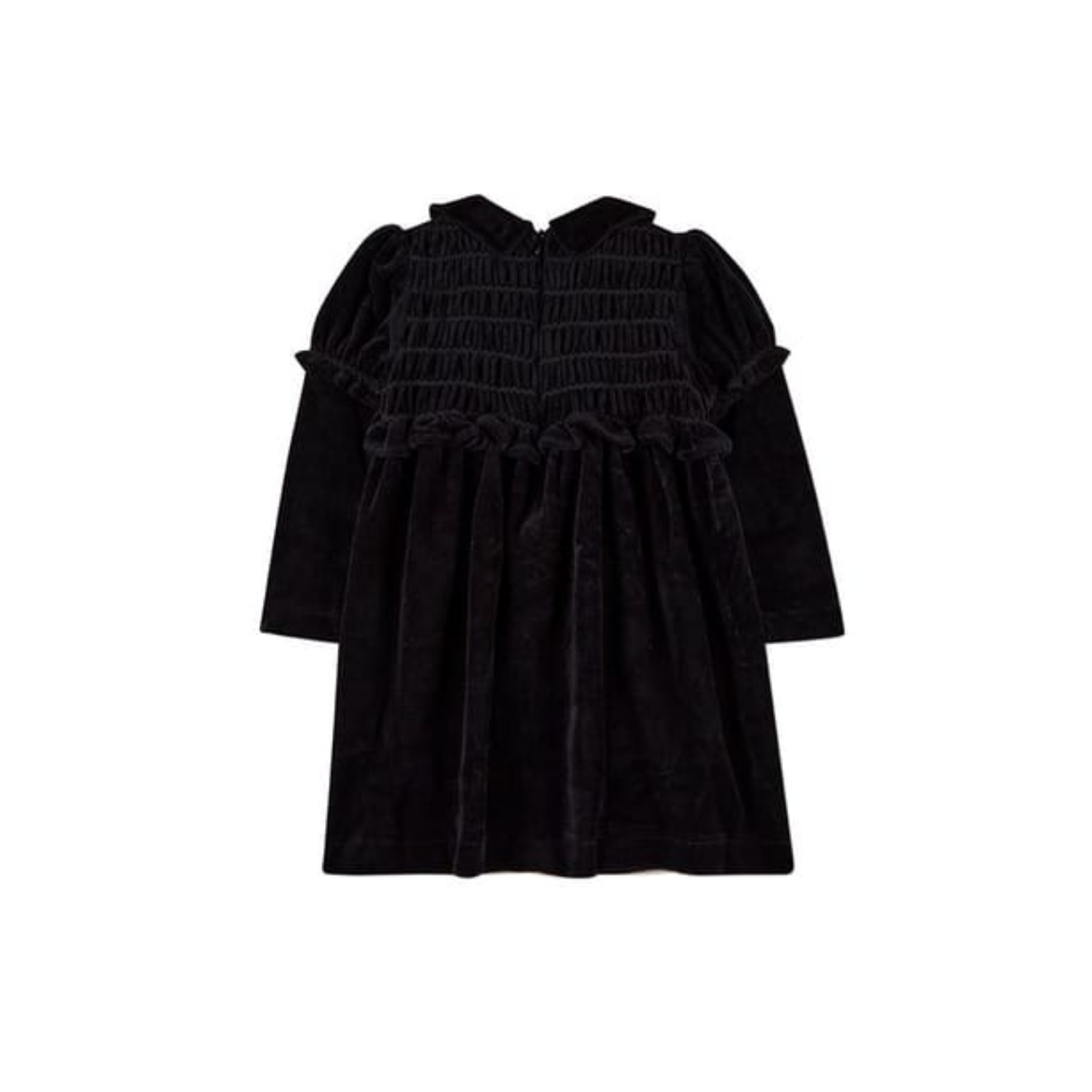 MiniMoi Black Velour Smocked Short Dress