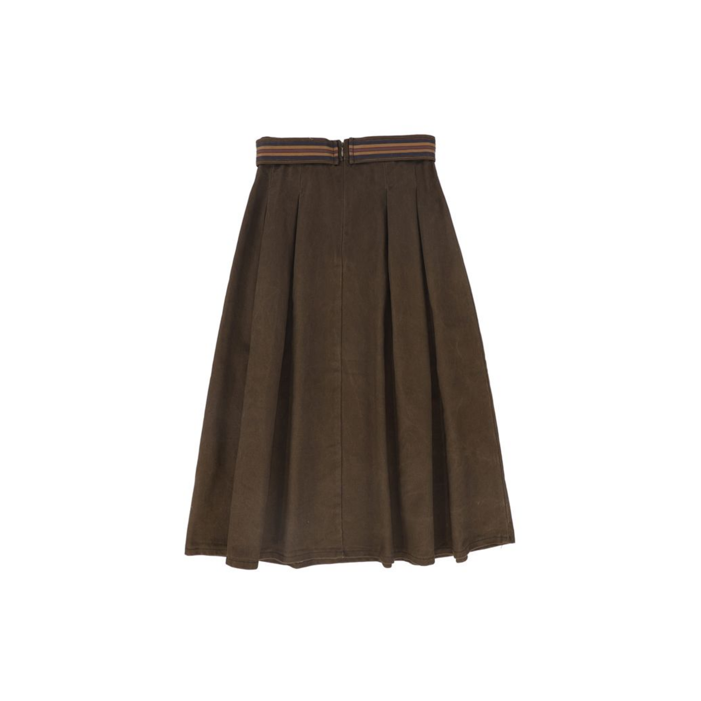 Bace Brown Denim Embroidered Pleat Skirt