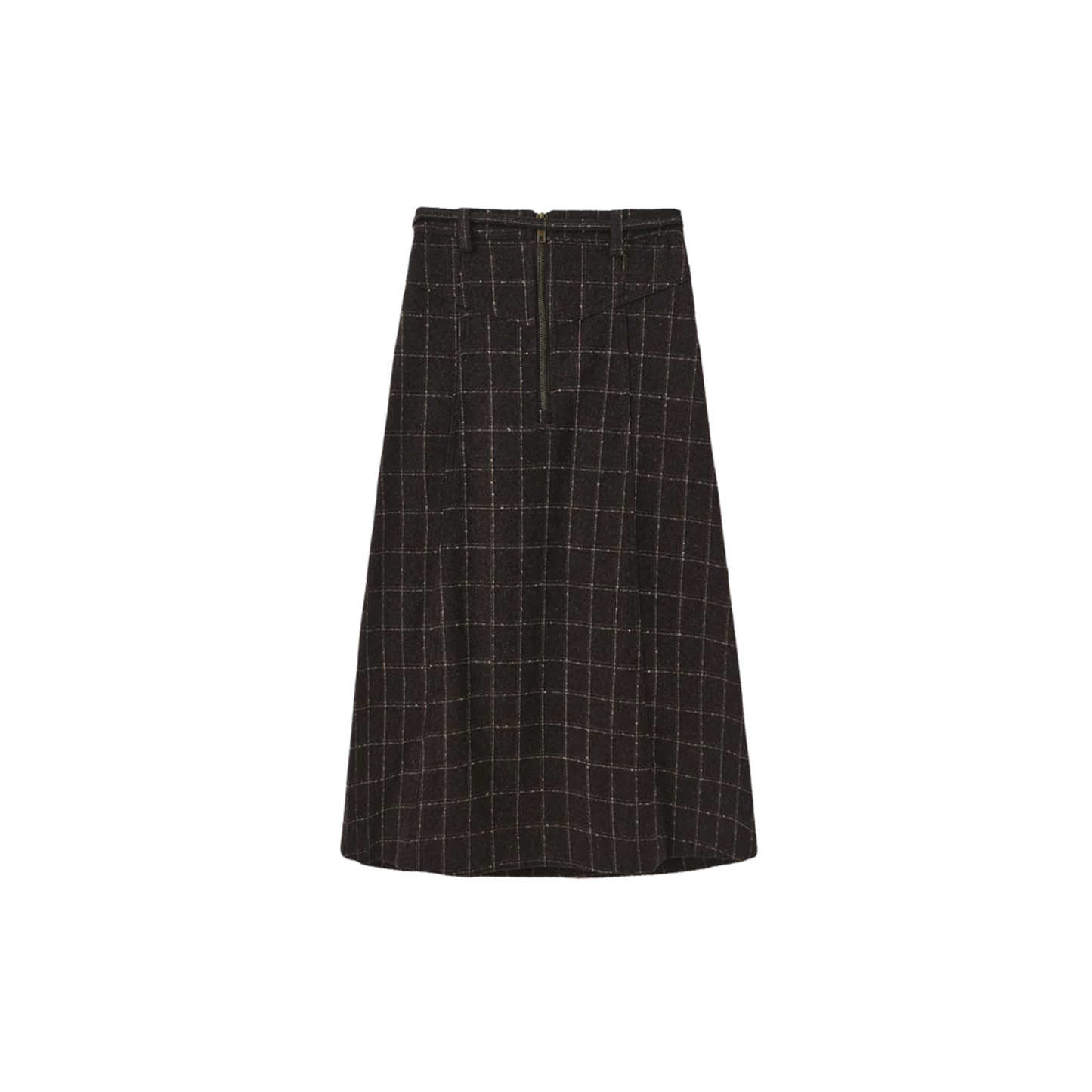 Mallory And Merlot Brown Wool Aline Seam Detail Skirt