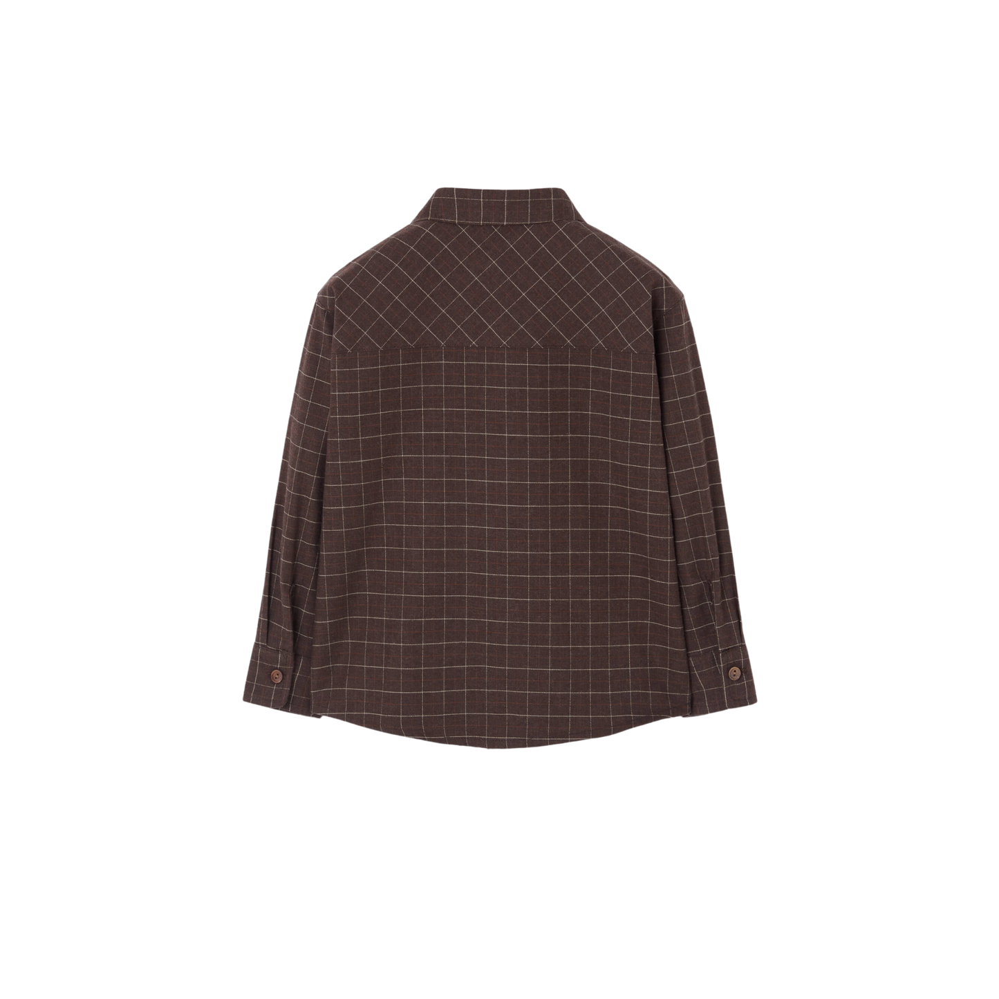Popelin Brown Plain Long Sleeve Shirt