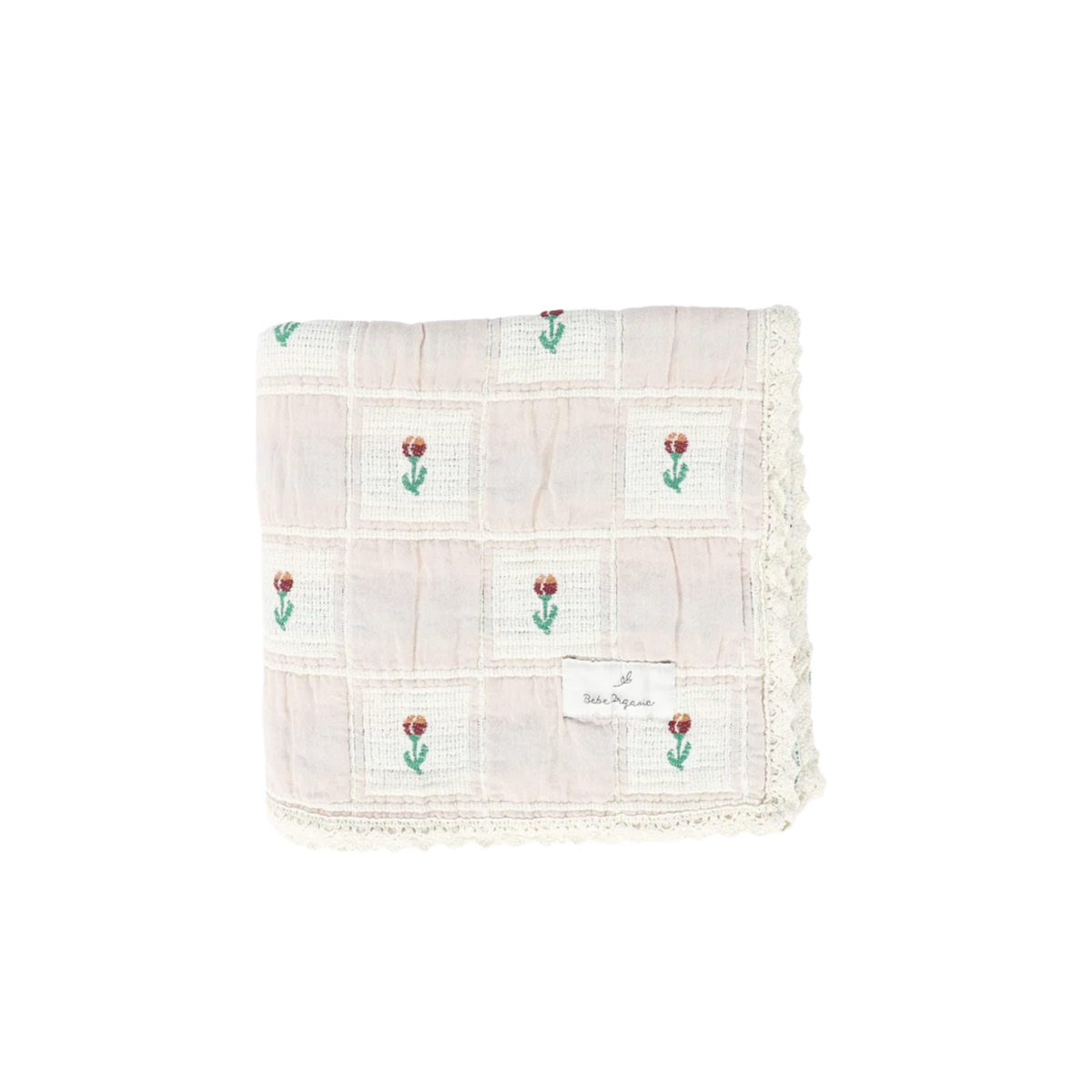 Bebe Organic Sand Tulip Checks Bella Blanket