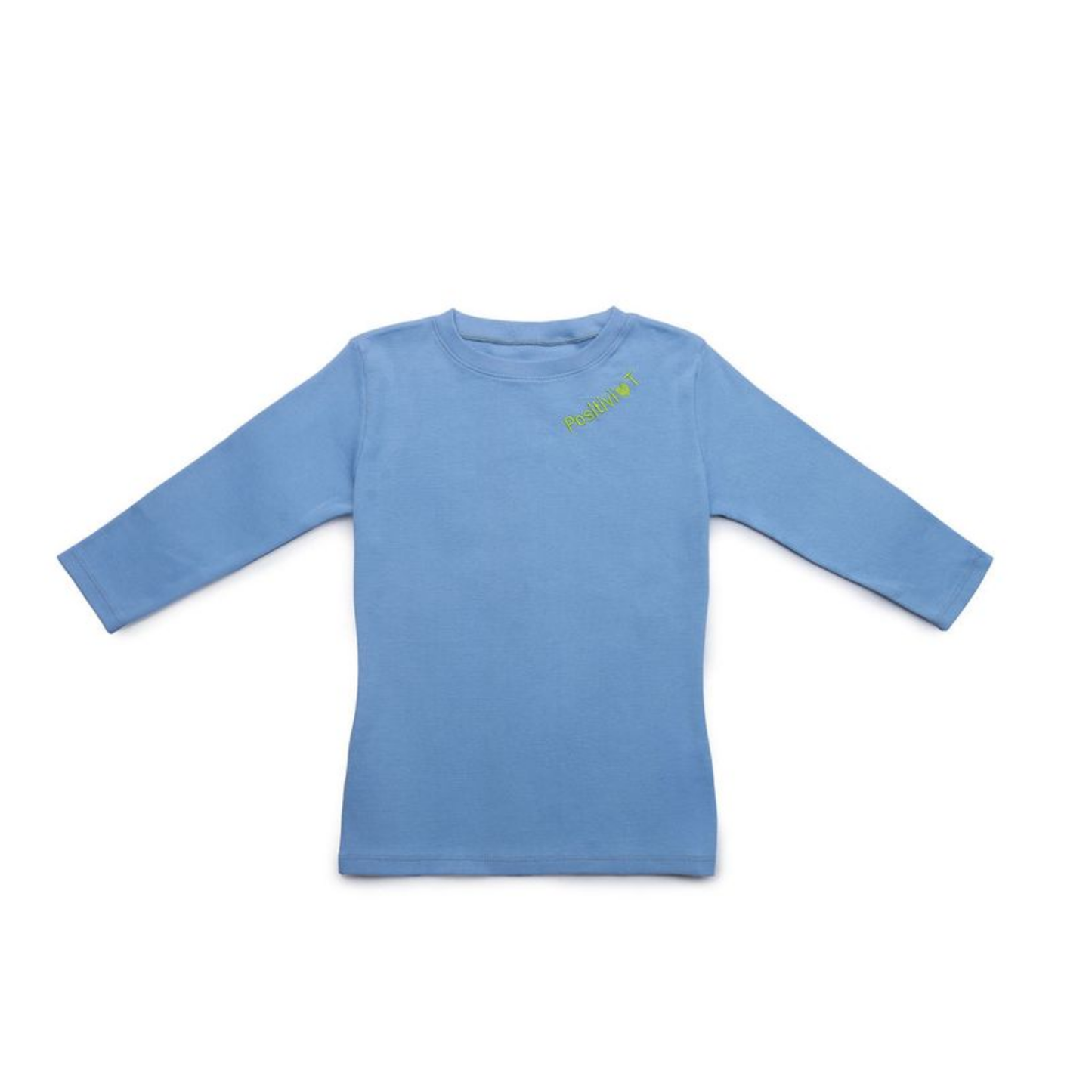 Positivi-T Blue Embroidered Logo 3/4 Sleeve Tee