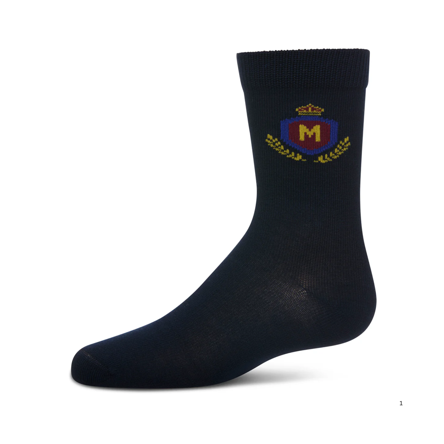 Memoi Boys Stitched M Crest Solid Color Dress Crew Socks - Mk-146