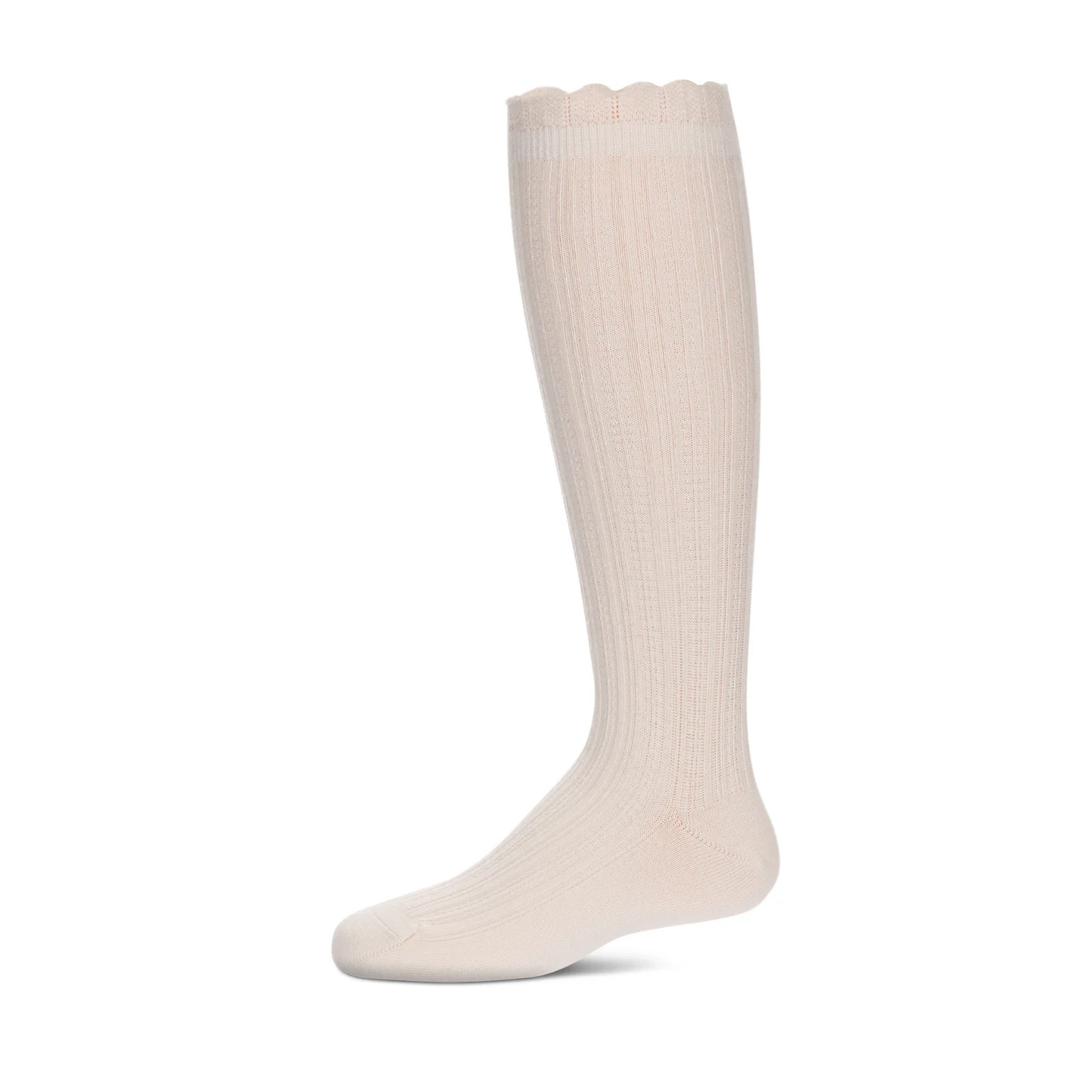 Memoi Girls Crochet Ruffle Design Knee High Socks
