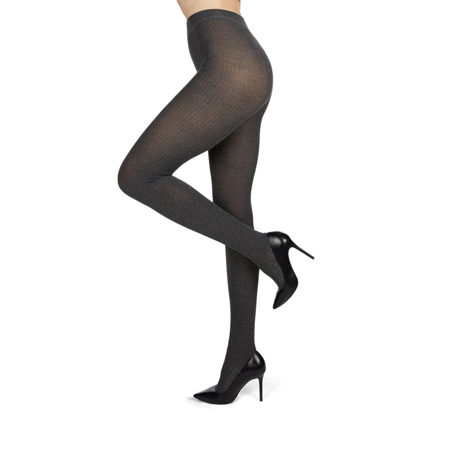 Memoi Womens Opaque Pin Ribbed Cotton Sweater Tights - Mo-329