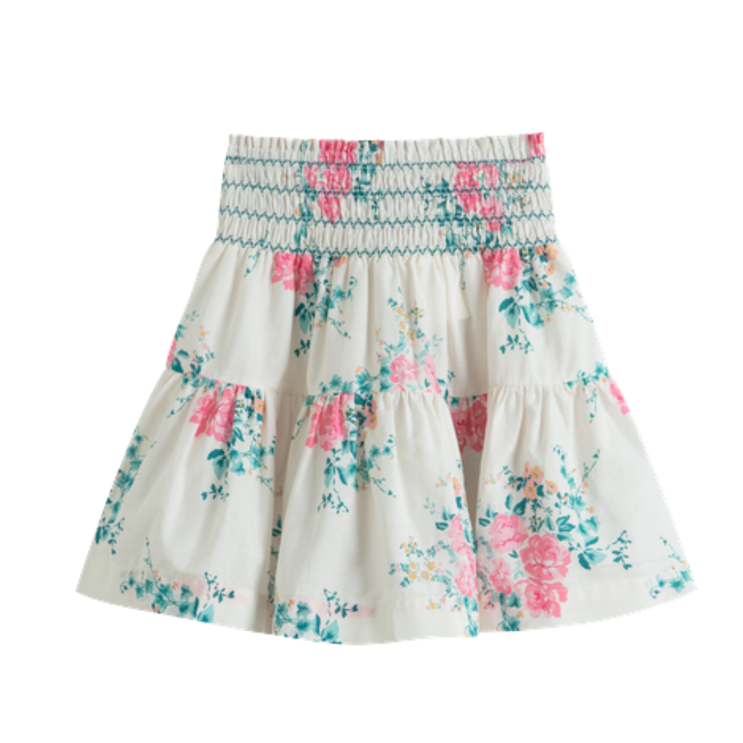 C'Era Una Volta Pink/White llenia Roses Poplin Skirt