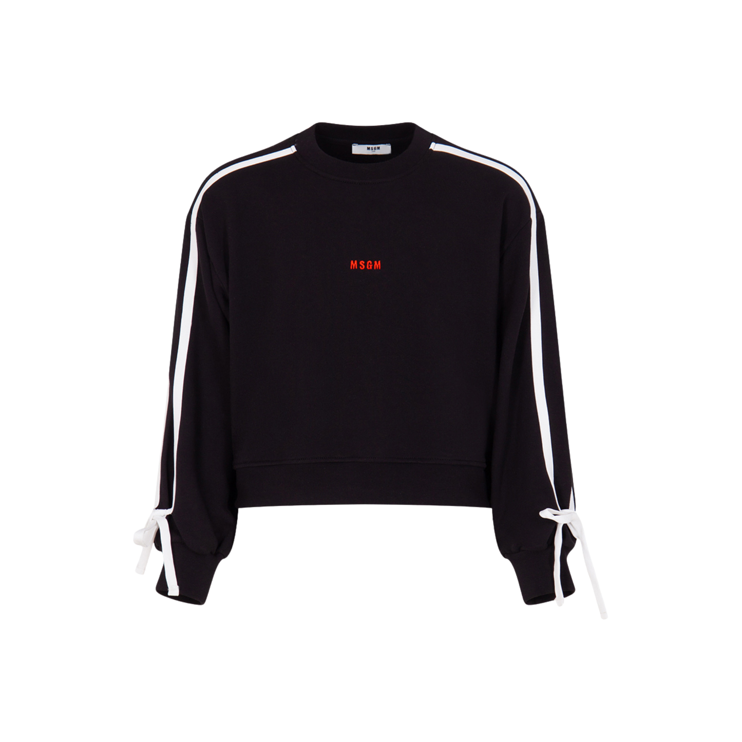 MSGM 110 Black Bow Detailed Long Sleeve Sweatshirt