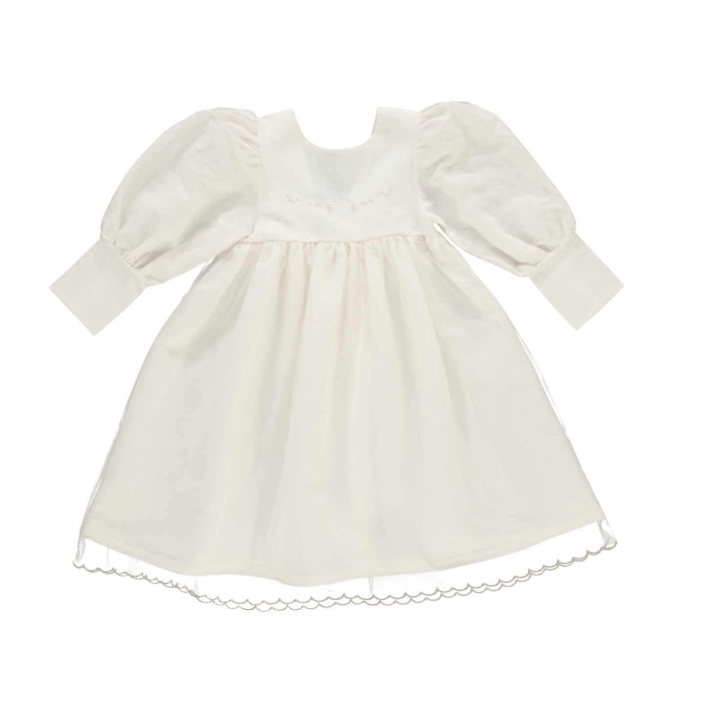 Bebe Organic Embroidered Tulle Lou-Anne 3/4 Sleeve Dress